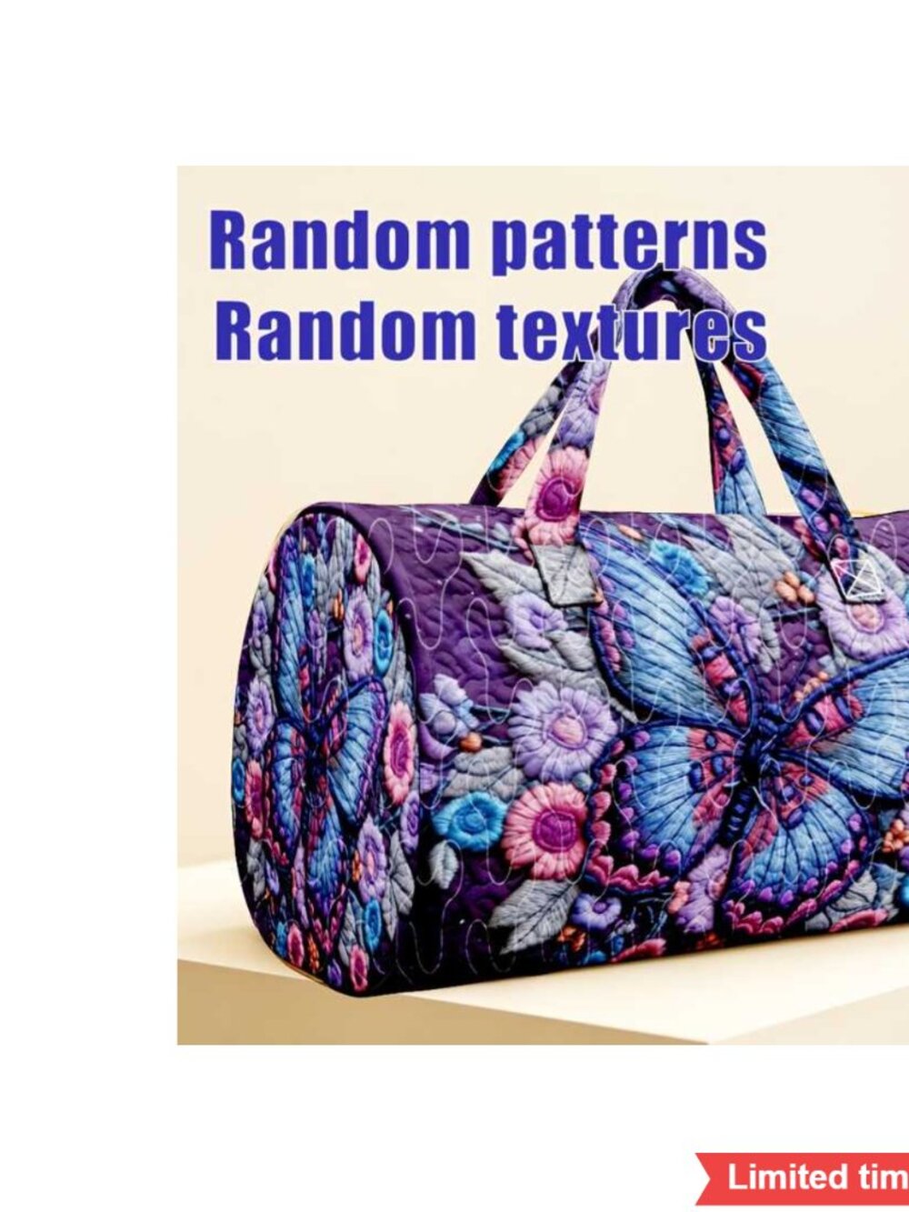 Quilted Tote Bag, Lightweight Travel Bag, Print Handbag